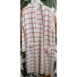 CAbi Large Stroll Striped Long Line Duster Cotton Cardigan Style 5826